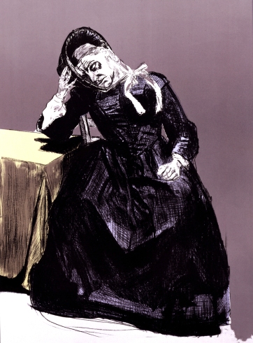 From Paula Rego, 'The Guardian', from Jane Eyre. Lithographs. Copyright the artist. All images courtesy of Marlborough Fine Art. 'In the Comfort of the Bonnet' (2001-02)